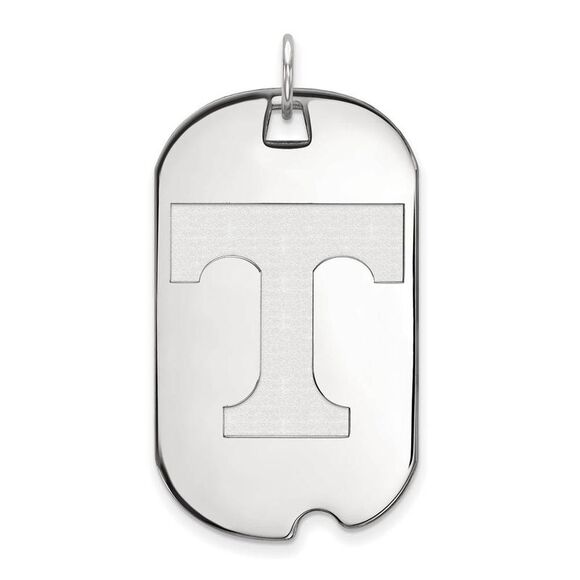 10k White Gold U. of Tennessee Large Initial T Dog Tag Pendant